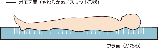 オモテ面（やわらかめ／スリット形状）、ウラ面（かため）